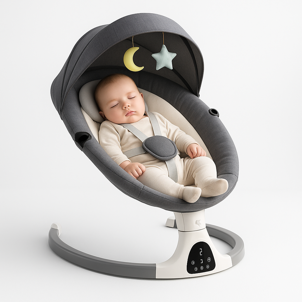 BeeCradle Lux – Elektrische Babywippe & Wiege mit Samtbezug - Beeboune