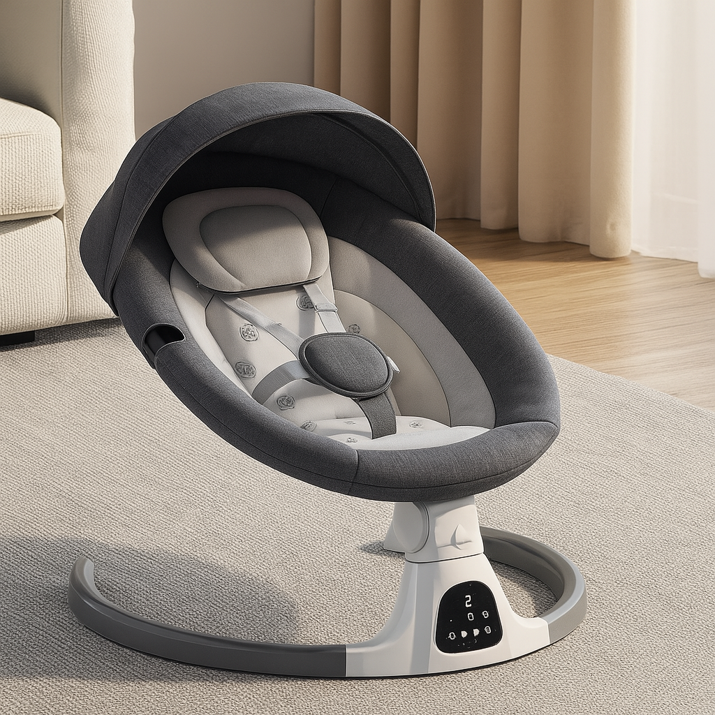 BeeCradle Lux – Elektrische Babywippe & Wiege mit Samtbezug - Beeboune