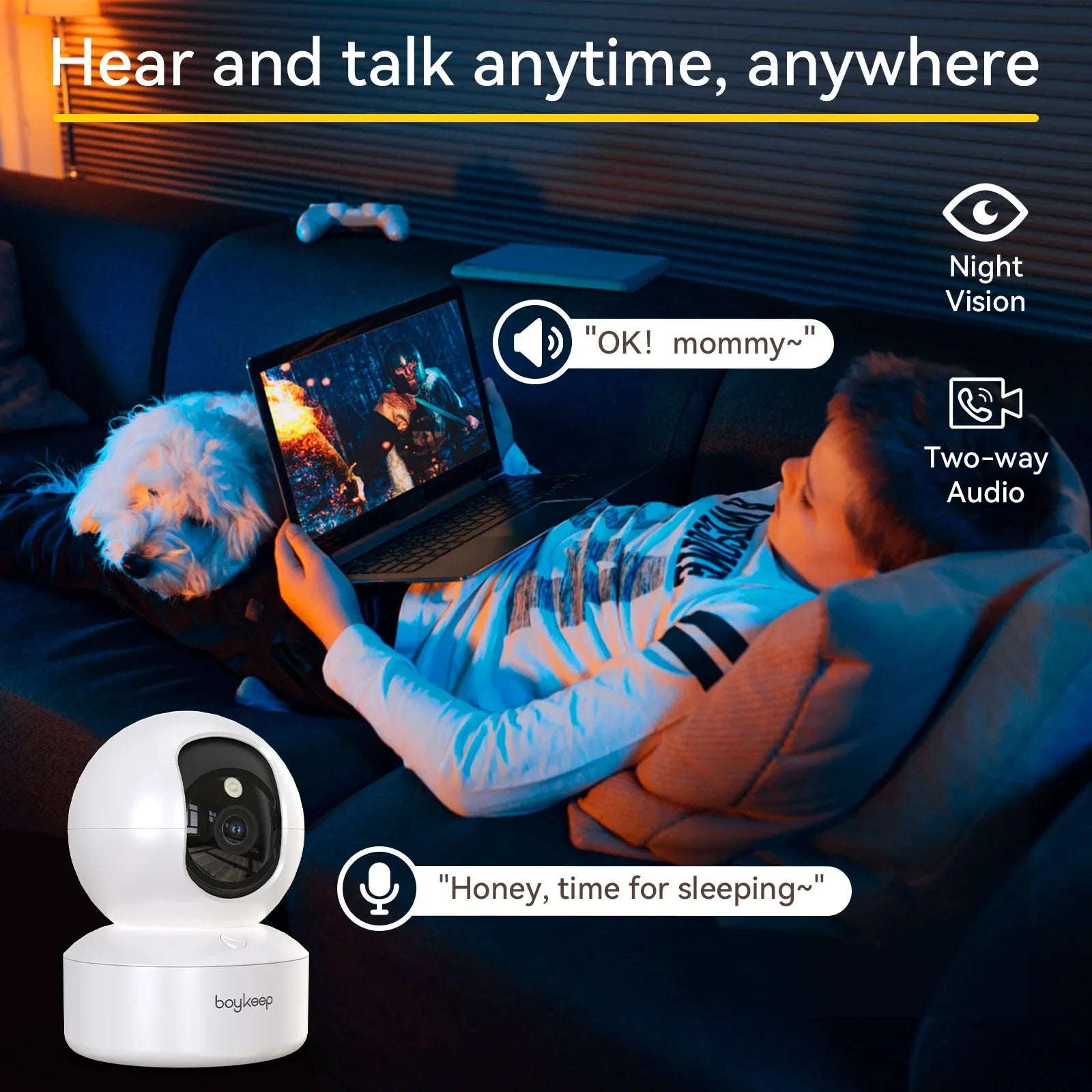 BoyKeep SmartCam 360 – Intelligente Heim- & Haustierkamera mit 3MP & Nachtsicht - Beeboune